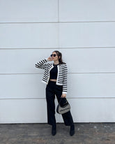 Striped Cardigan With Black Innerwear